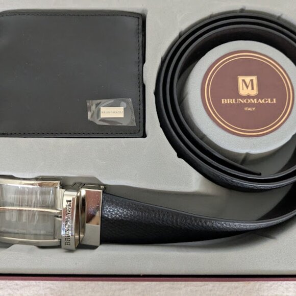 Bruno Magli Made in Italy Men's Leather Belt & Wallet Set New in Box - Picture 3 of 3